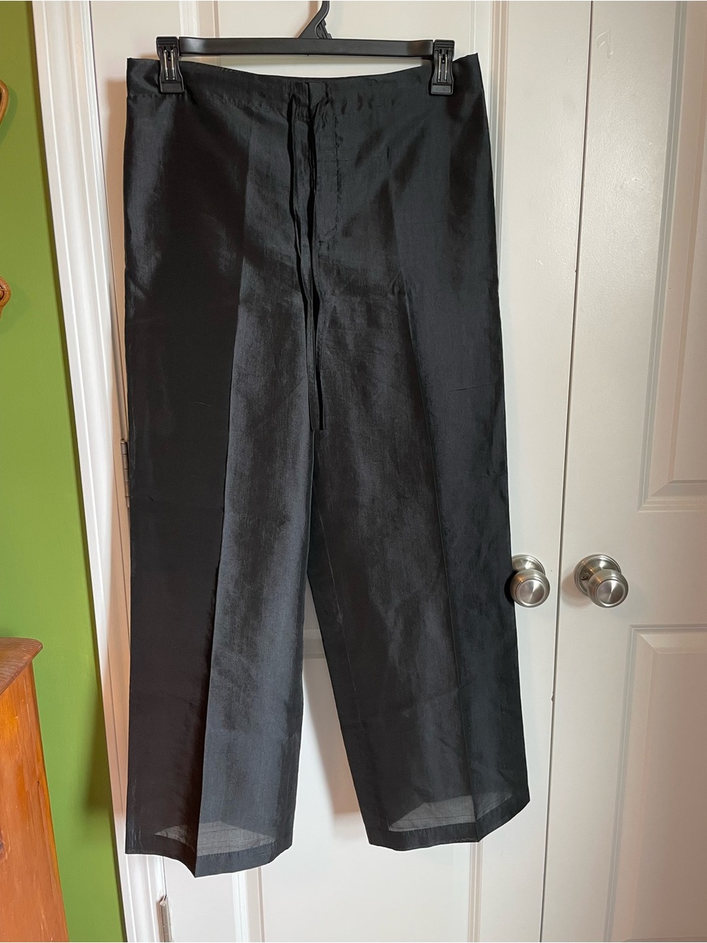 Linda Allard Ellen Tracy Black Wide Leg Silk Nylon Pants 8
